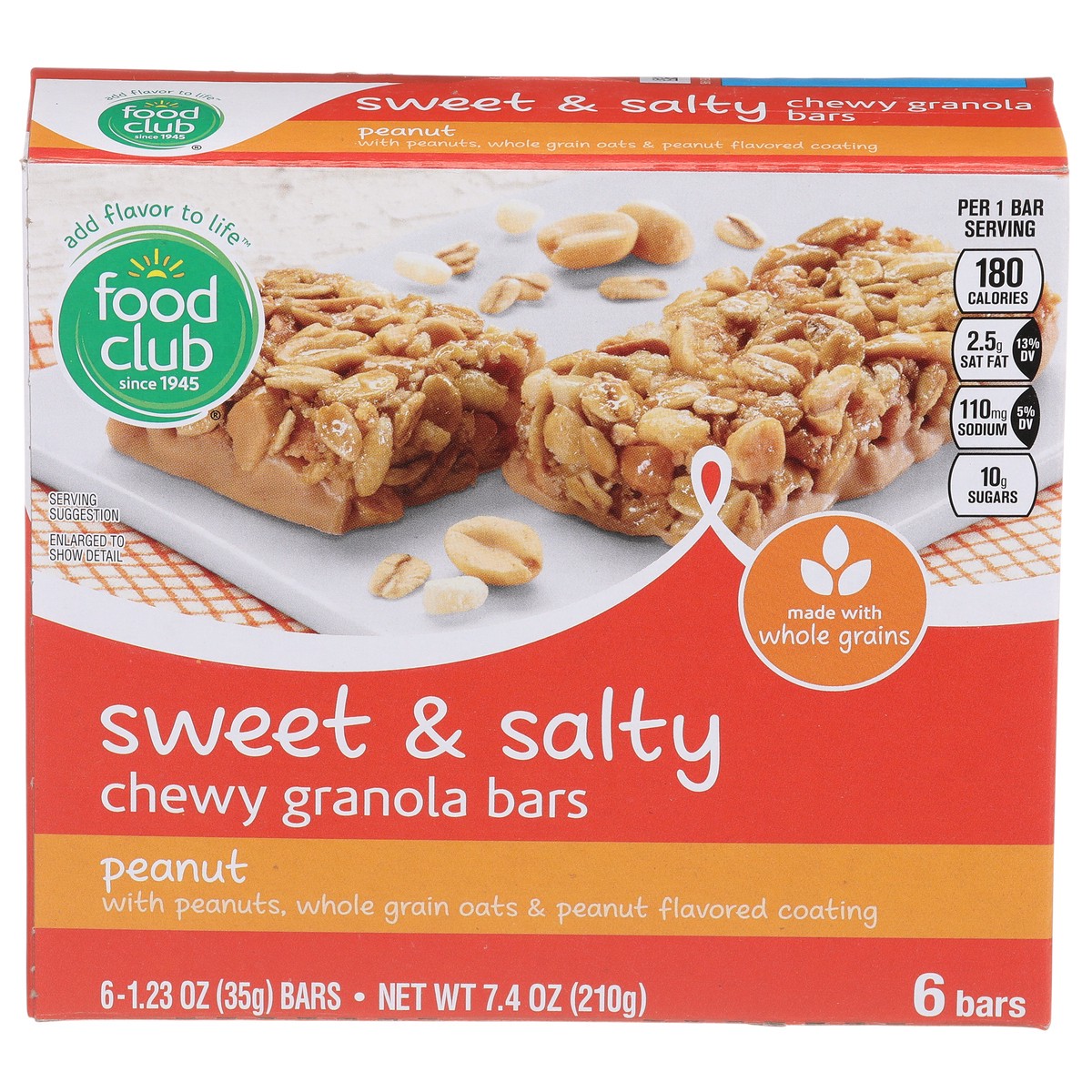 slide 1 of 9, Food Club Peanut Sweet & Salty Chewy Granola Bars, 6 ct; 7.4 oz