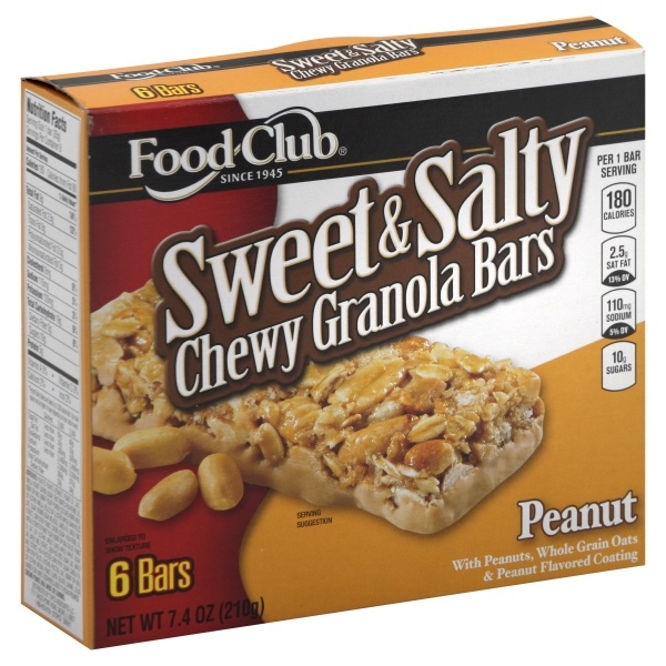slide 1 of 1, Food Club Peanut Sweet & Salty Chewy Granola Bars, 6 ct; 7.4 oz