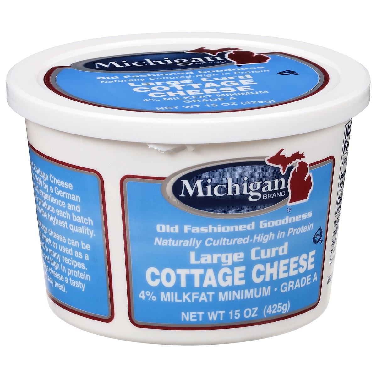 slide 2 of 9, Michigan Brand 4% Milkfat Minimum Large Curd Cottage Cheese 15 oz, 15 oz