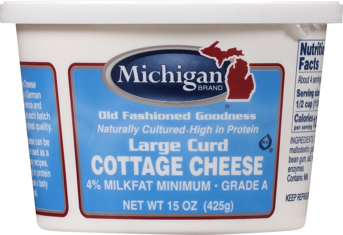 slide 6 of 9, Michigan Brand 4% Milkfat Minimum Large Curd Cottage Cheese 15 oz, 15 oz