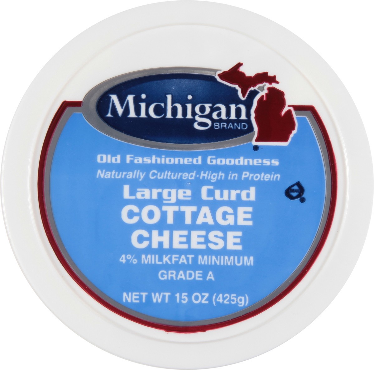 slide 9 of 9, Michigan Brand 4% Milkfat Minimum Large Curd Cottage Cheese 15 oz, 15 oz