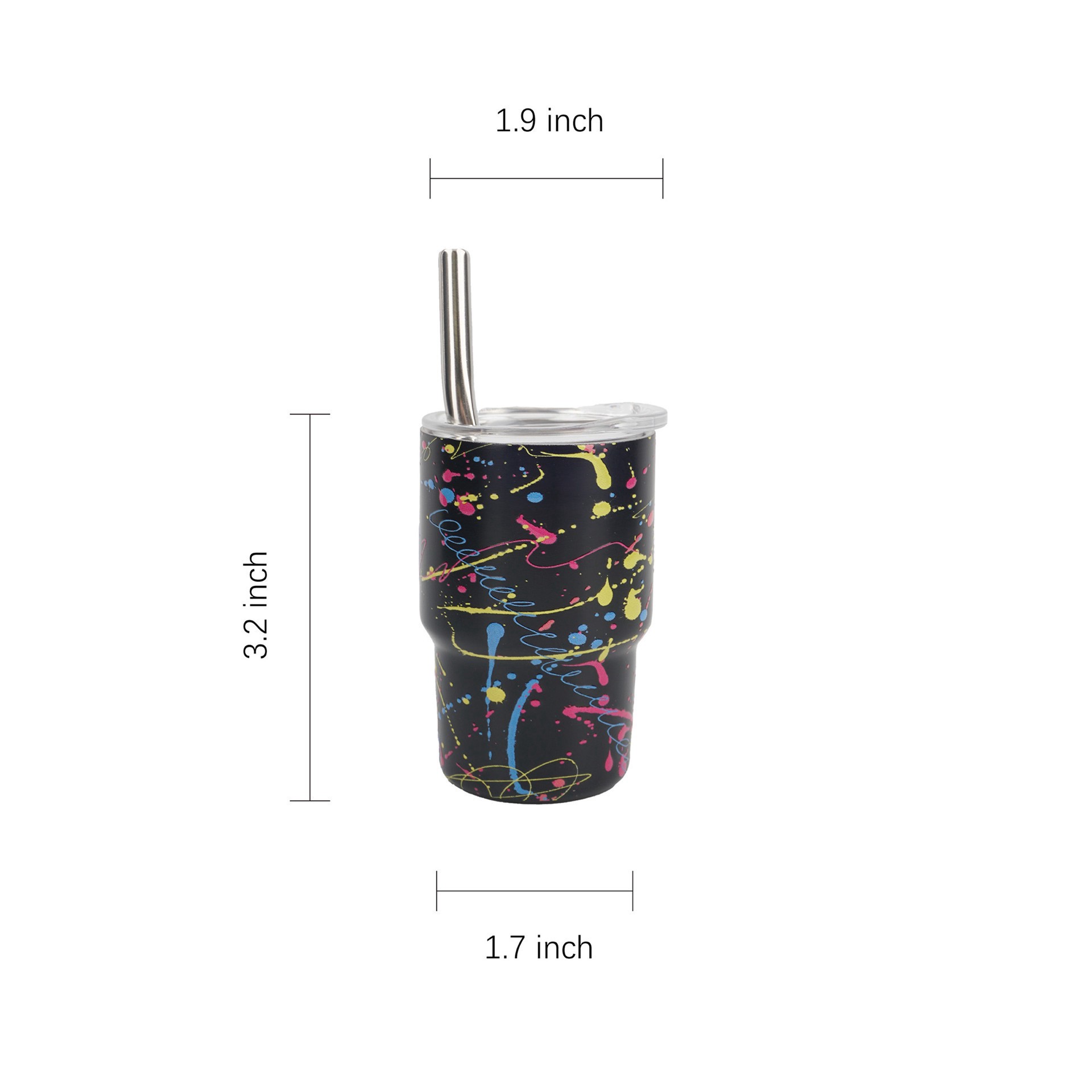 slide 3 of 5, 3oz. Mini Black Splatter Stainless Steel Insulated Tumbler By Ashland, 3 oz