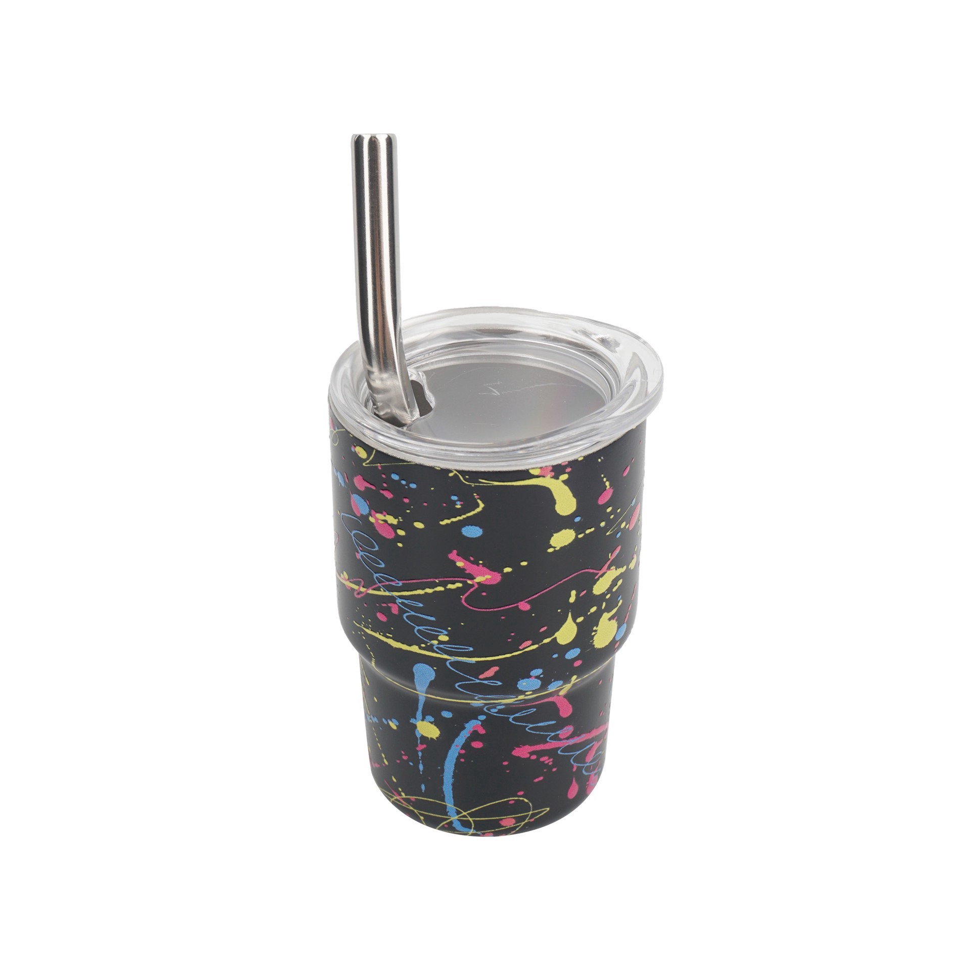 slide 4 of 5, 3oz. Mini Black Splatter Stainless Steel Insulated Tumbler By Ashland, 3 oz