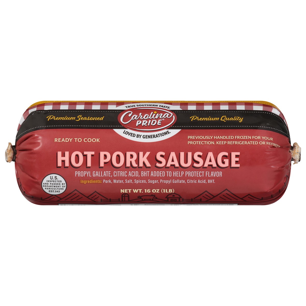 slide 1 of 9, Carolina Pride Hot Pork Sausage 16 oz, 16 oz