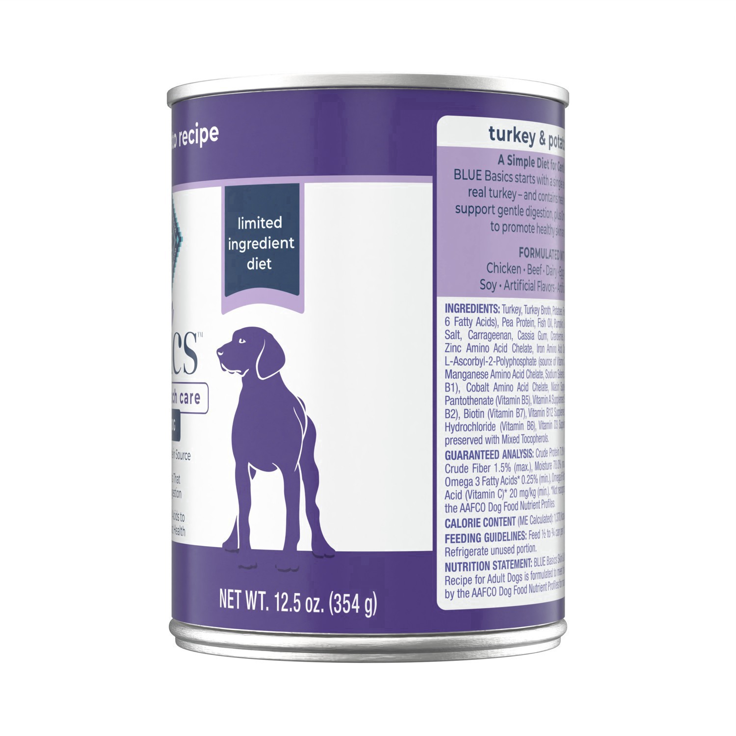 slide 35 of 50, Blue Buffalo Basics Skin & Stomach Care, Grain Free Natural Adult Wet Dog Food, Turkey 12.5-oz Can, 12.5 oz