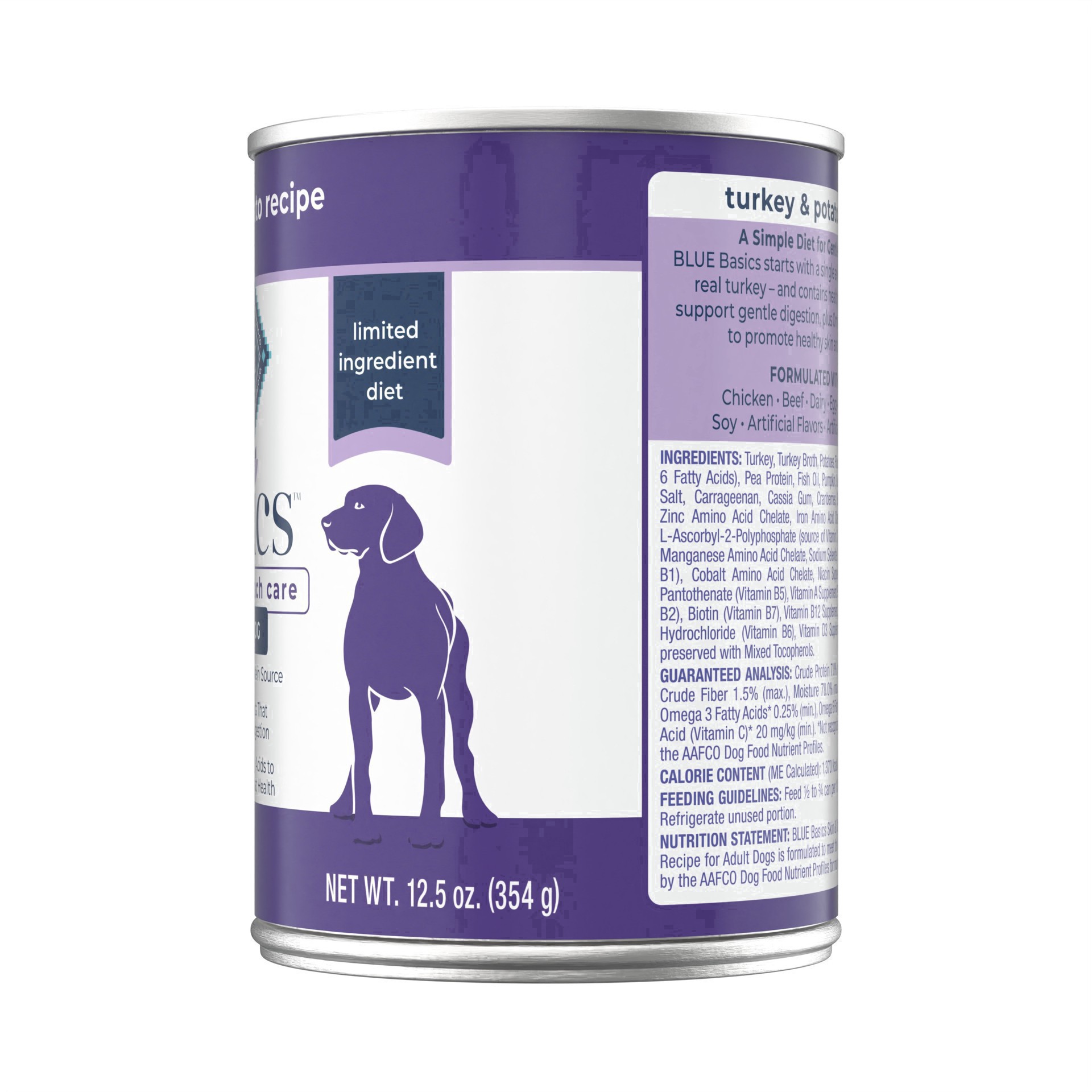 slide 43 of 50, Blue Buffalo Basics Skin & Stomach Care, Grain Free Natural Adult Wet Dog Food, Turkey 12.5-oz Can, 12.5 oz