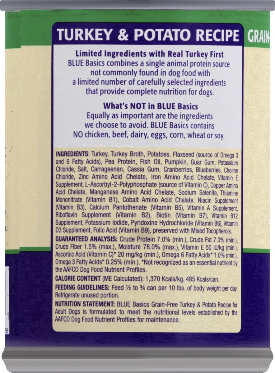 slide 27 of 50, Blue Buffalo Basics Skin & Stomach Care, Grain Free Natural Adult Wet Dog Food, Turkey 12.5-oz Can, 12.5 oz