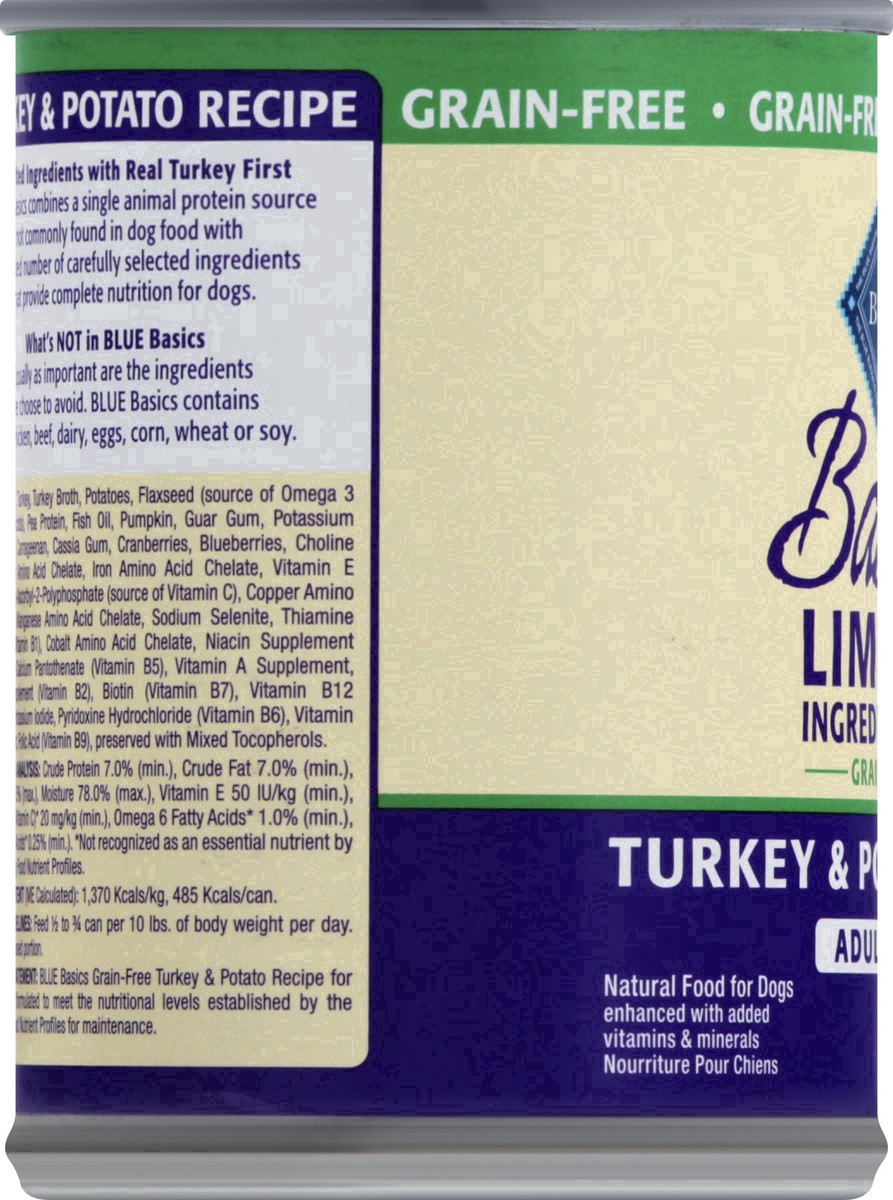 slide 6 of 50, Blue Buffalo Basics Skin & Stomach Care, Grain Free Natural Adult Wet Dog Food, Turkey 12.5-oz Can, 12.5 oz