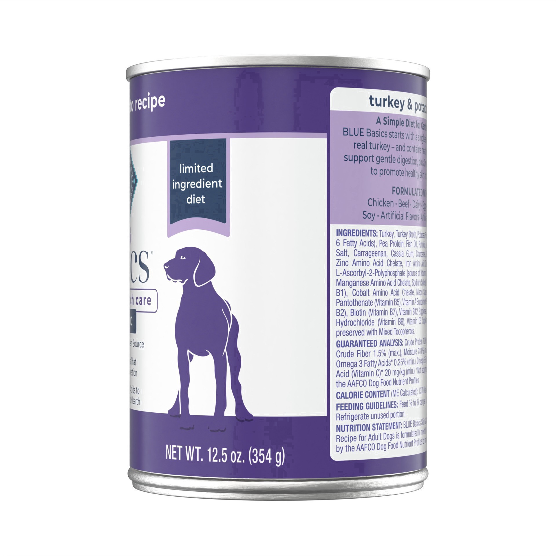 slide 48 of 50, Blue Buffalo Basics Skin & Stomach Care, Grain Free Natural Adult Wet Dog Food, Turkey 12.5-oz Can, 12.5 oz