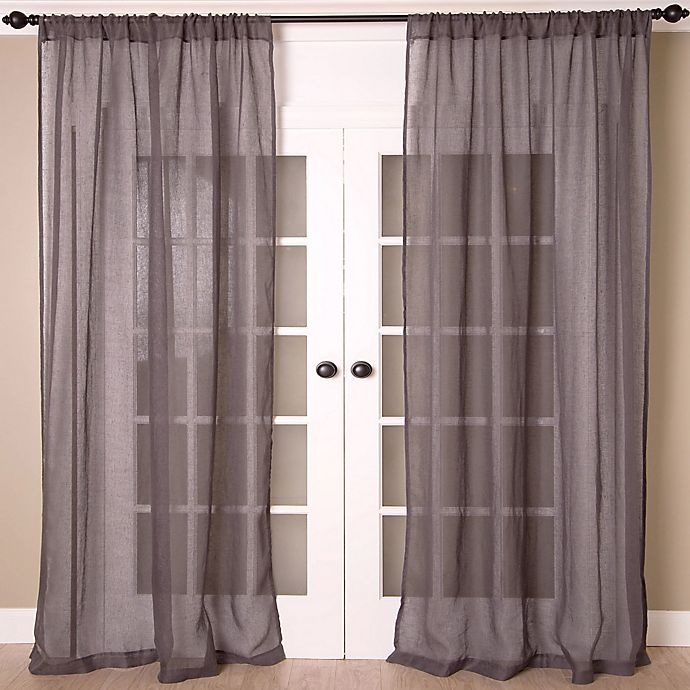 slide 1 of 1, Aura Solid Sheer Window Curtain Panel - Pewter, 96 in