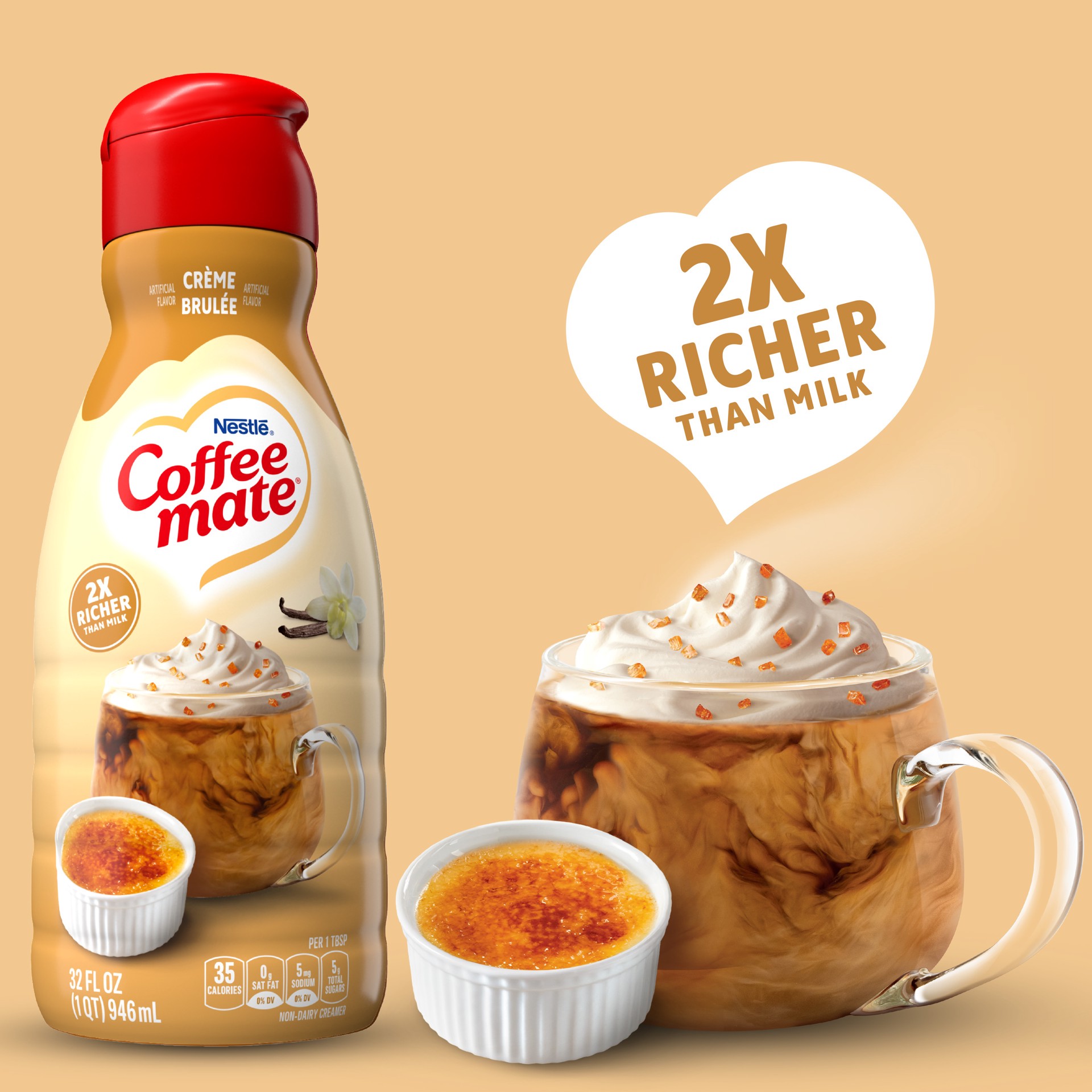 slide 2 of 7, Coffee mate Creme Brulee Flavored Liquid Coffee Creamer, 32 oz