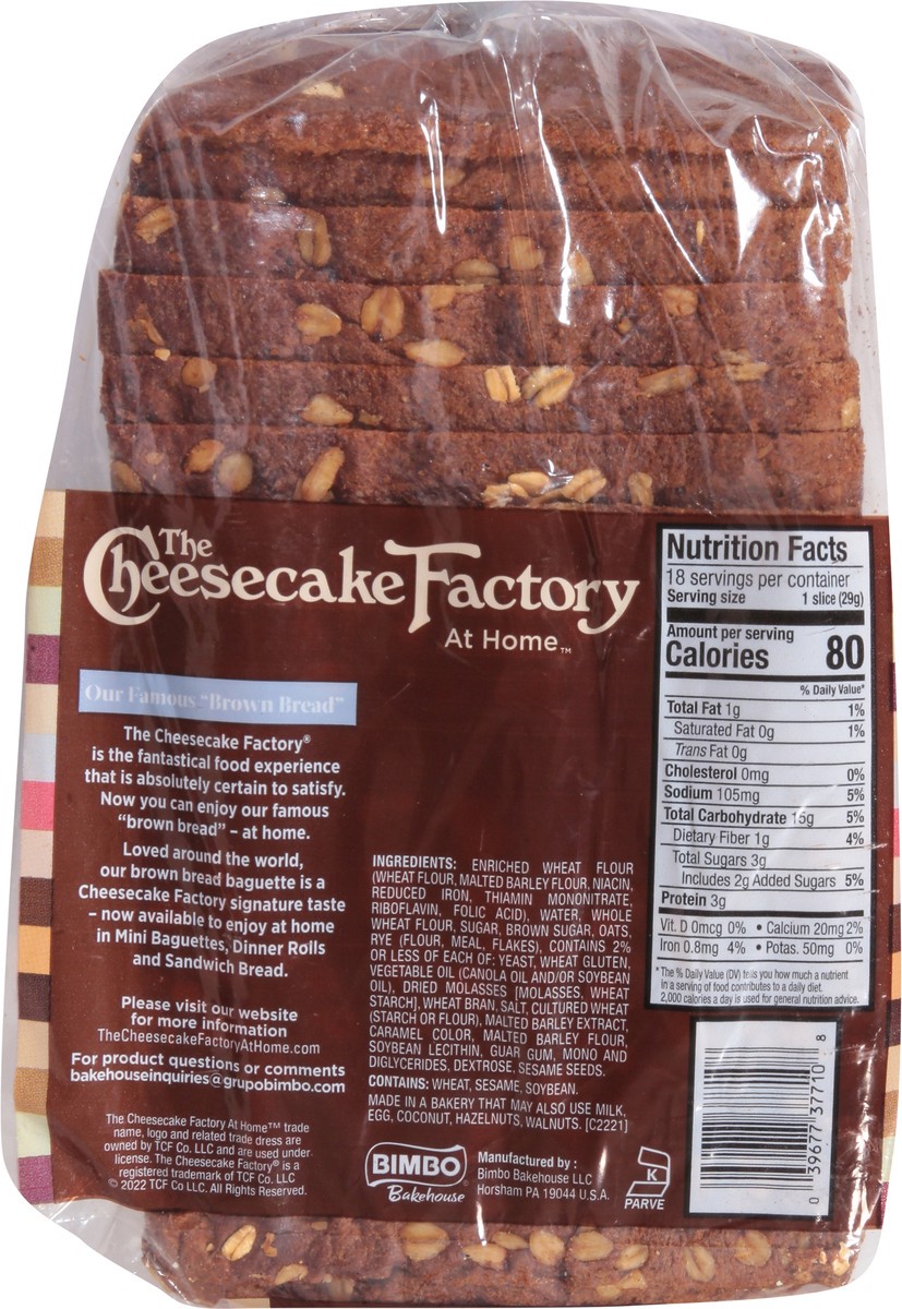 slide 4 of 9, The Cheesecake Factory Brown Bread Wheat Sandwich Loaf 18.7 oz, 18.7 oz