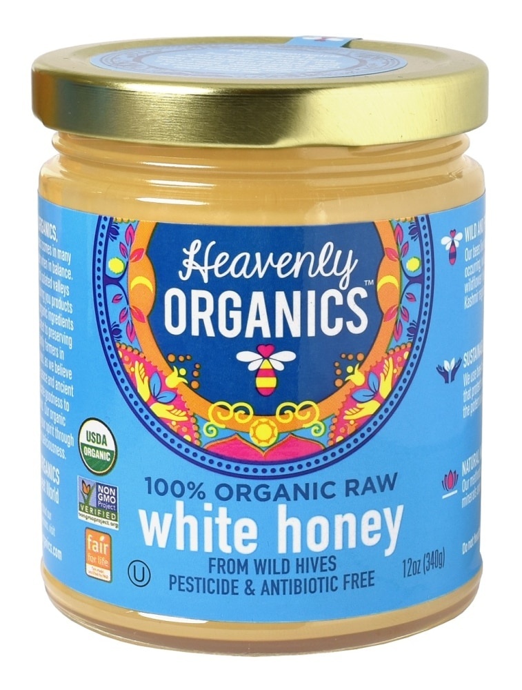 slide 1 of 1, Heavenly Organics Raw White Honey, 12 oz