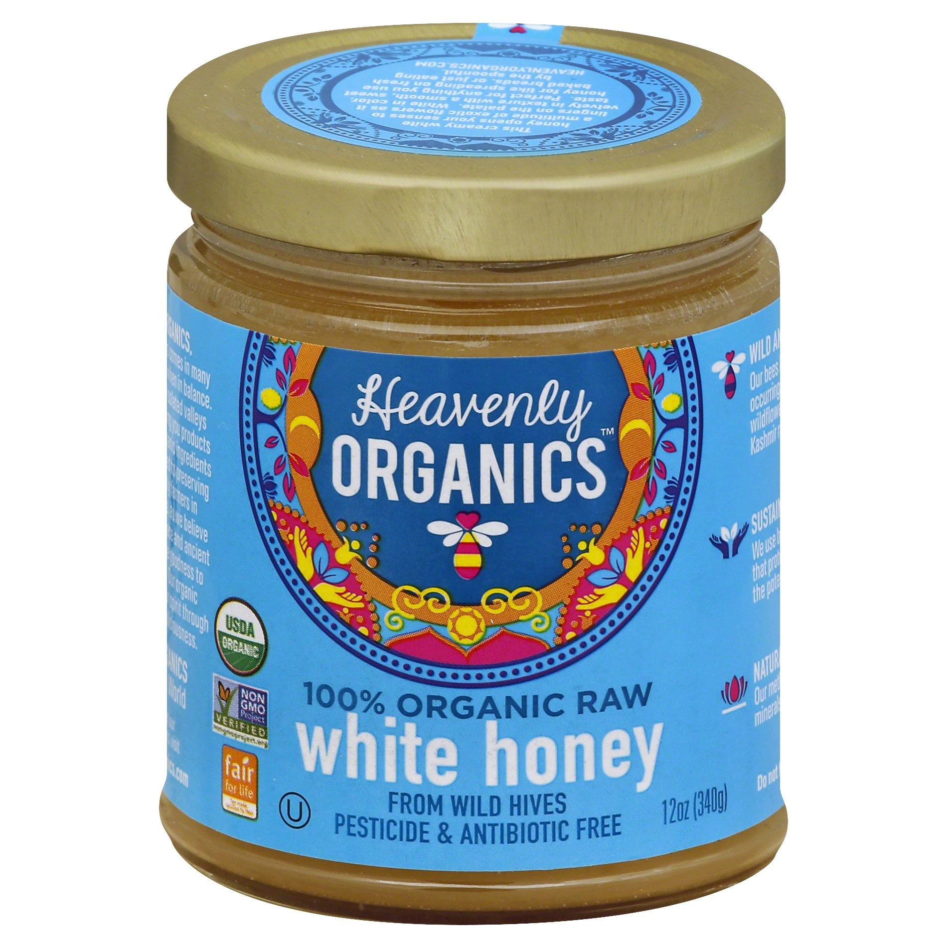 slide 1 of 1, Heavenly Organics Raw White Honey, 12 oz
