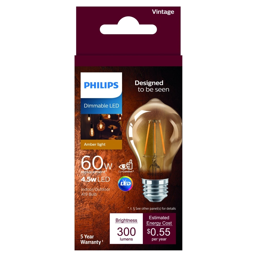 slide 1 of 1, Philips 4.5-Watt(60-Watt) A19 Led Light Bulbs, 1 ct