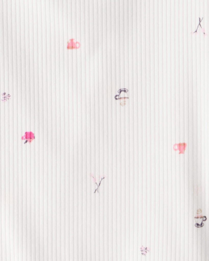 slide 2 of 2, Carter's Carters Girls Cafe-Print Ribbed Top - Ivory White 8, 1 ct