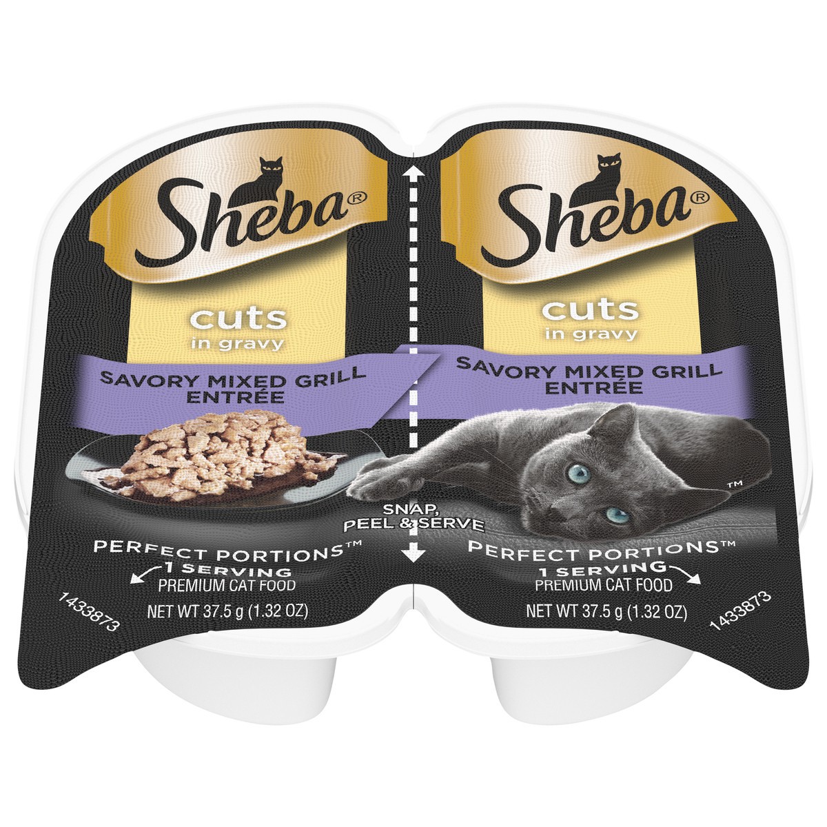 slide 1 of 3, Sheba Perfect Portions Cuts in Gravy Premium Savory Mixed Grill Entree Cat Food 2 - 1.32 oz Tray, 2 ct