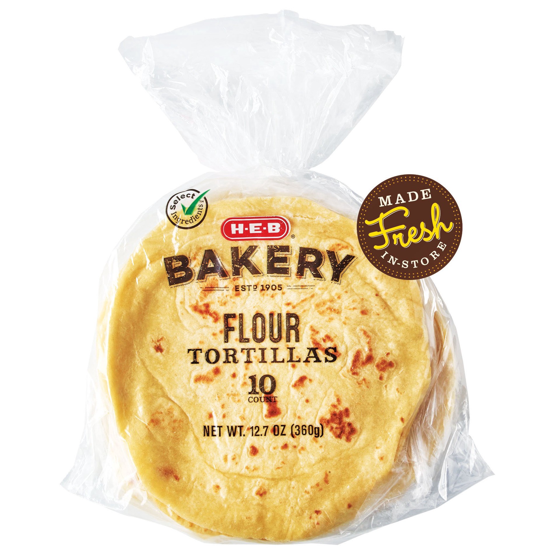 slide 1 of 1, H-E-B Bakery Flour Tortillas, 10 ct