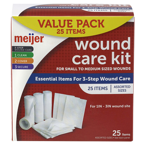 slide 1 of 13, Meijer Wound Care Kit, Small to Medium, Value Pack, 25 Items, 25 CX