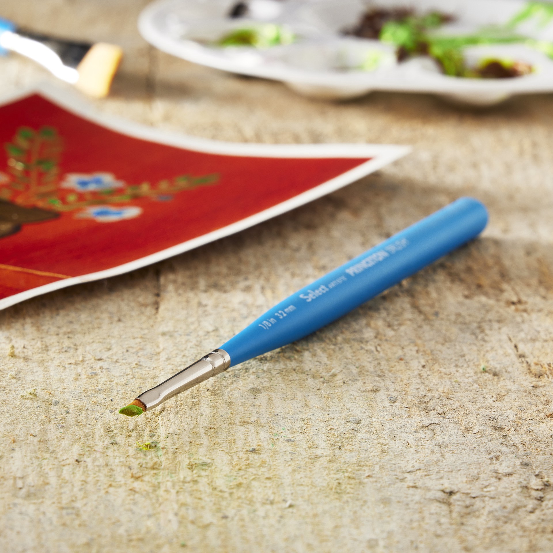 slide 3 of 5, Princeton Artist Brush Co Princeton Select Artiste Series 3750 Mini Angular Shader Brush, 1/8 in