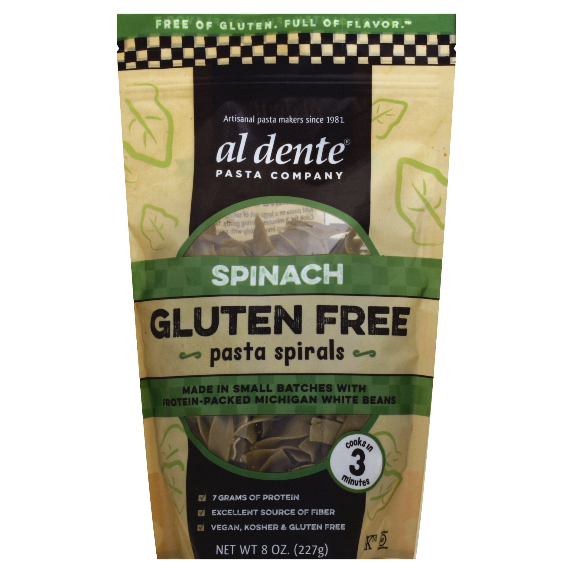 slide 1 of 2, Al Dente Gluten Free Spinach Pasta Spirals, 8 oz