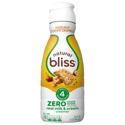 Natural Bliss Hazelnut Cookie Crumble Flavored Dairy Creamer, Zero Added Sugar Creamer