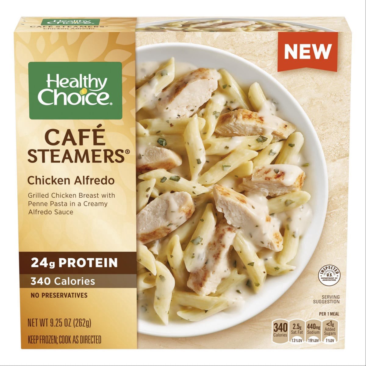 slide 1 of 13, Healthy Choice Café Steamers, Chicken Alfredo, Frozen Meal, 9.25 oz. Bowl, 9.25 oz