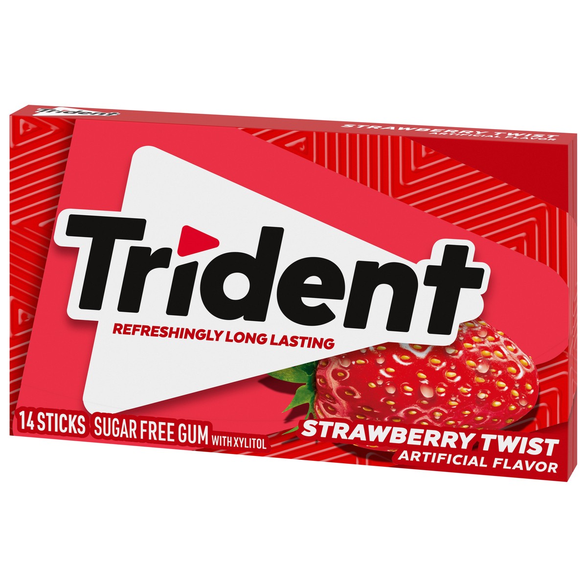 slide 4 of 11, Trident Strawberry Twist Sugar Free Gum, 14 Pieces, 0.06 lb