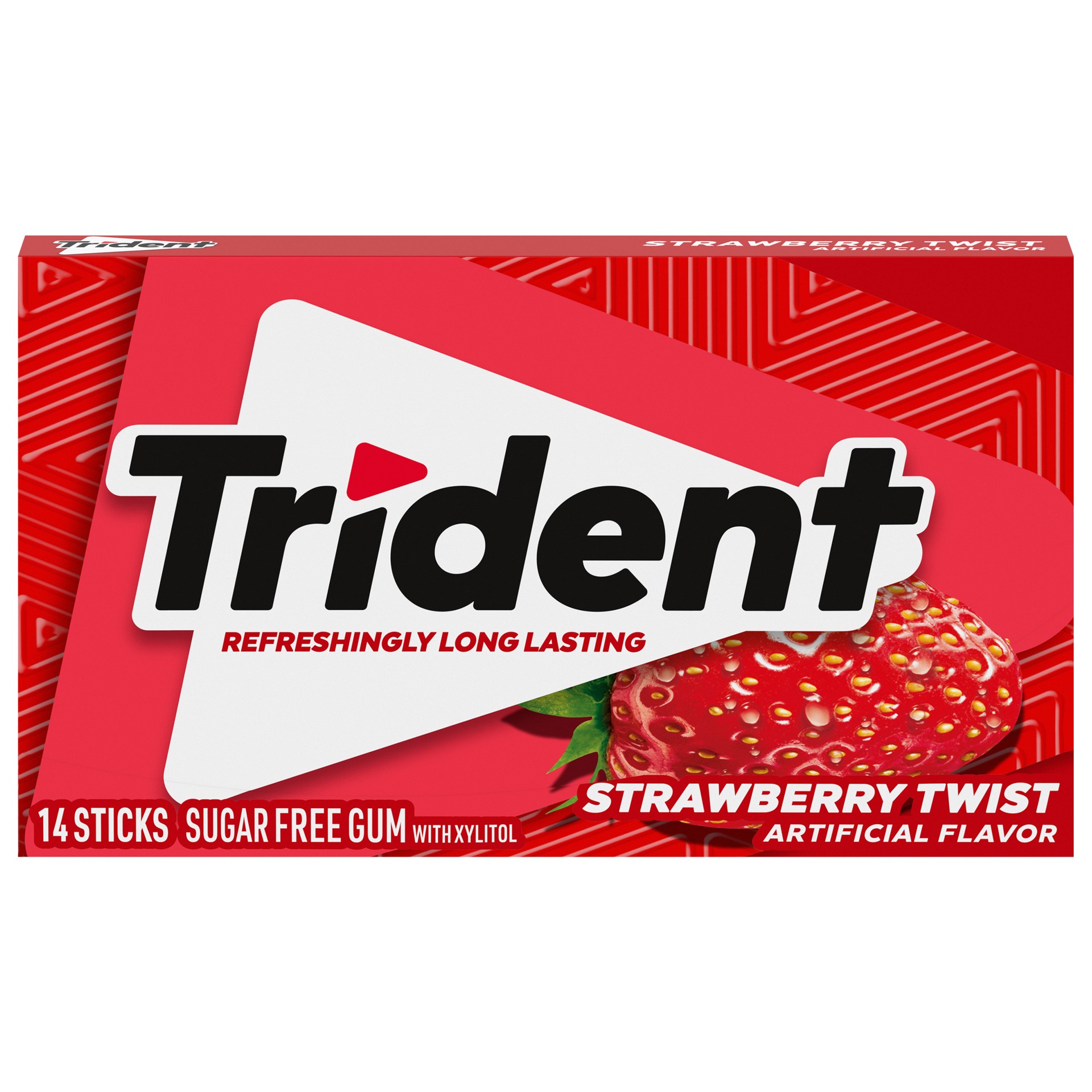 slide 1 of 11, Trident Strawberry Twist Sugar Free Gum, 14 Pieces, 0.06 lb