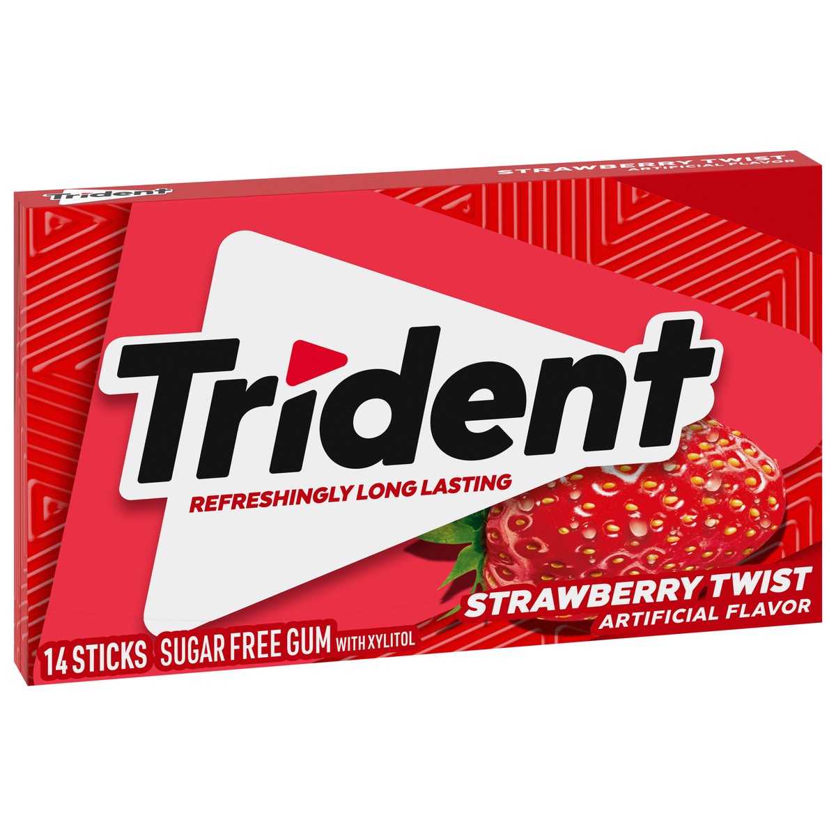 slide 6 of 11, Trident Strawberry Twist Sugar Free Gum, 14 Pieces, 0.06 lb