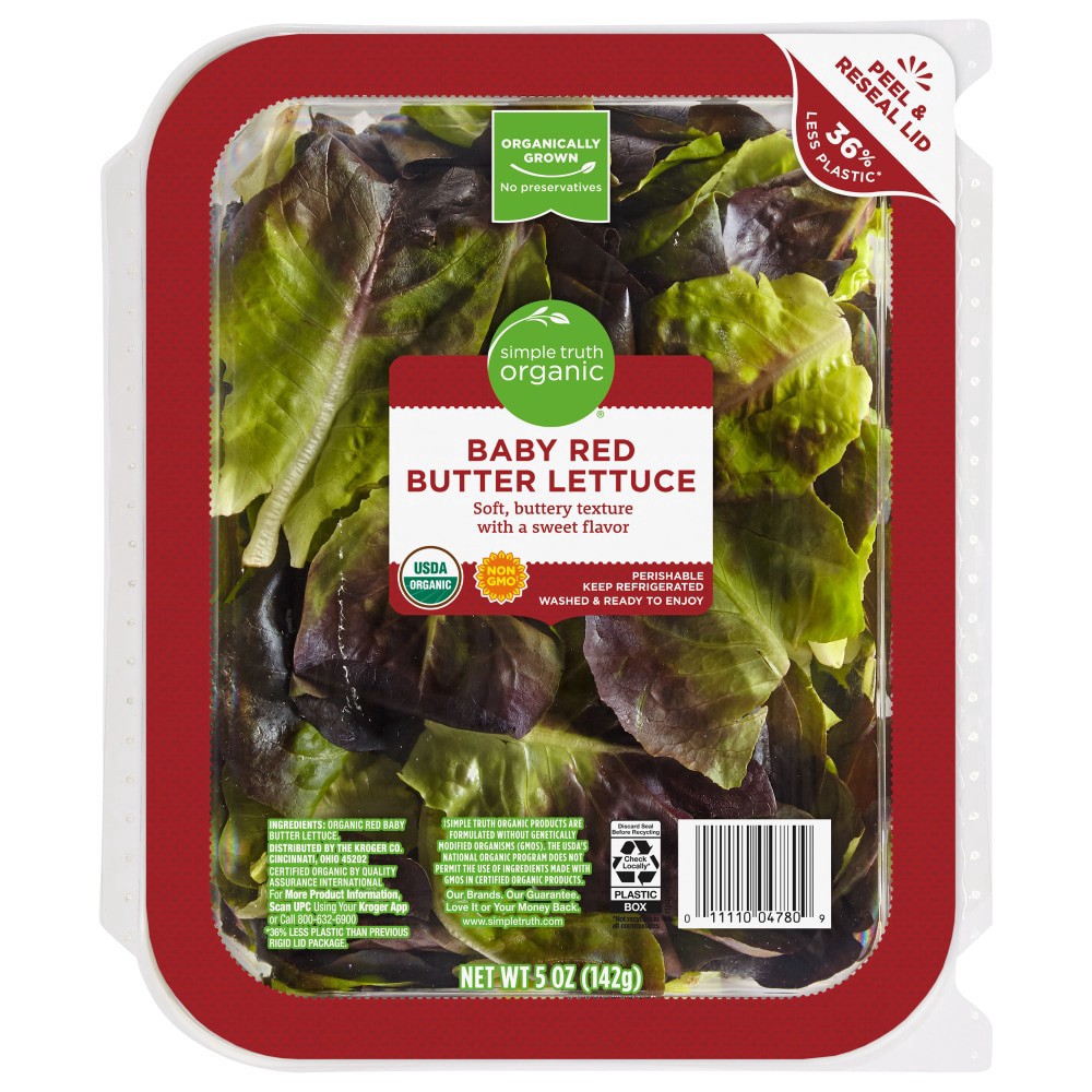 slide 2 of 3, Simple Truth Organic Baby Red Butter Lettuce, 5 oz