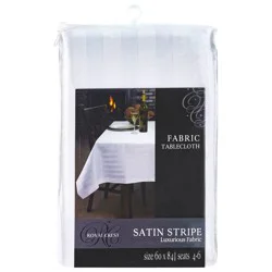 Royal Crest White Fabric Satin Stripe Tablecloth 1 Each