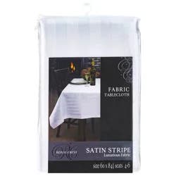 Royal Crest White Fabric Satin Stripe Tablecloth 1 Each