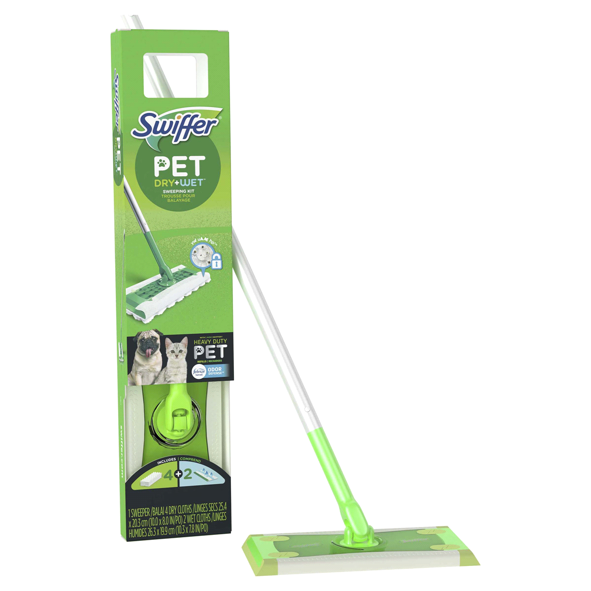 slide 1 of 2, Swiffer Pet Dry + Wet Starter Kit, Includes 1 Mop, 4 Pet Heavy Duty Dry Cloths & 2 Pet Heavy Duty Mopping Cloths, 1 ct