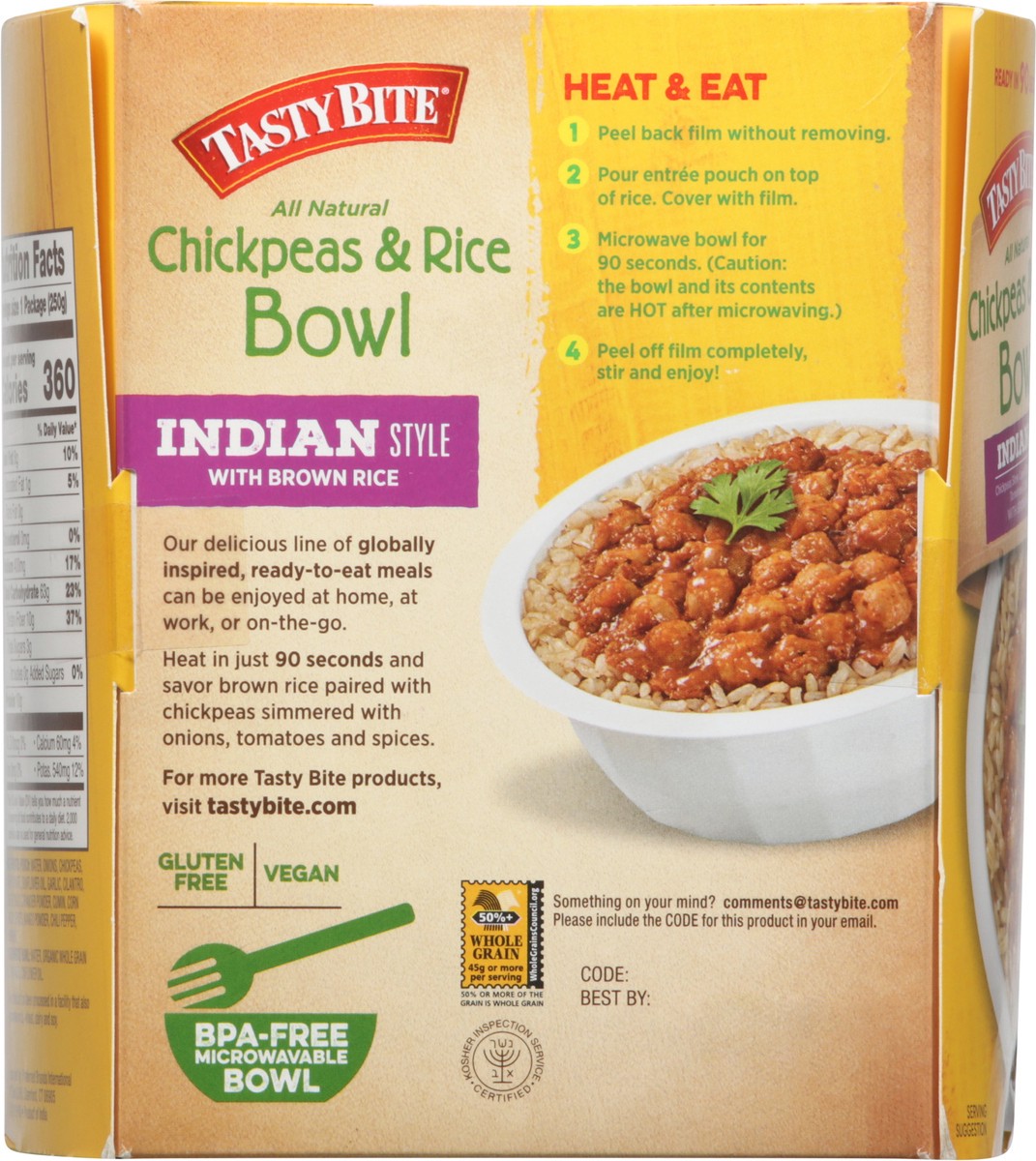 slide 11 of 12, Tasty Bite Brown Rice Indian Style Mild Chickpeas & Rice Bowl 8.8 oz, 8.8 oz