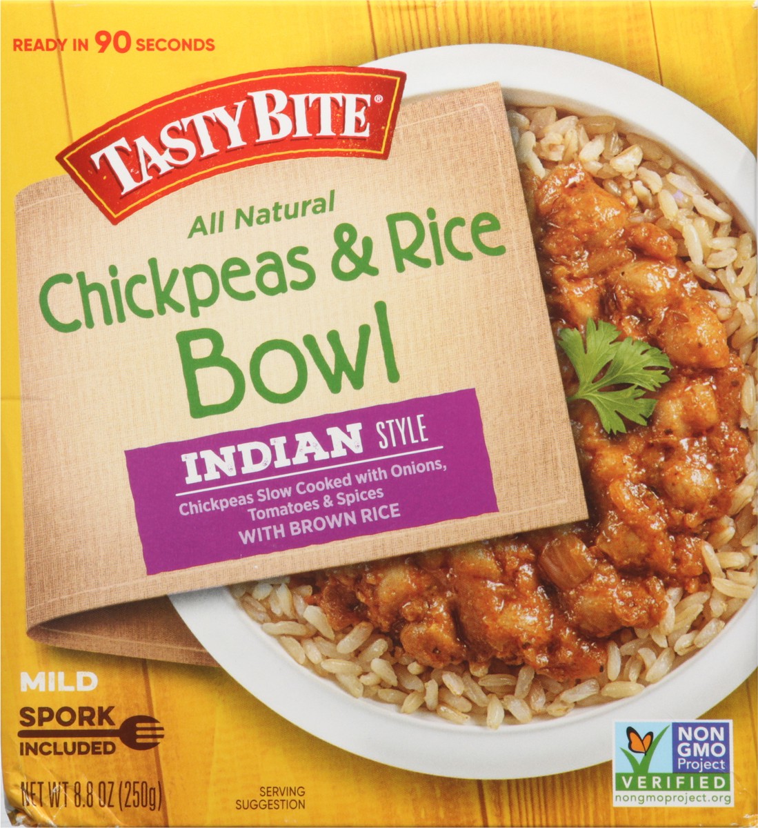 slide 3 of 12, Tasty Bite Brown Rice Indian Style Mild Chickpeas & Rice Bowl 8.8 oz, 8.8 oz