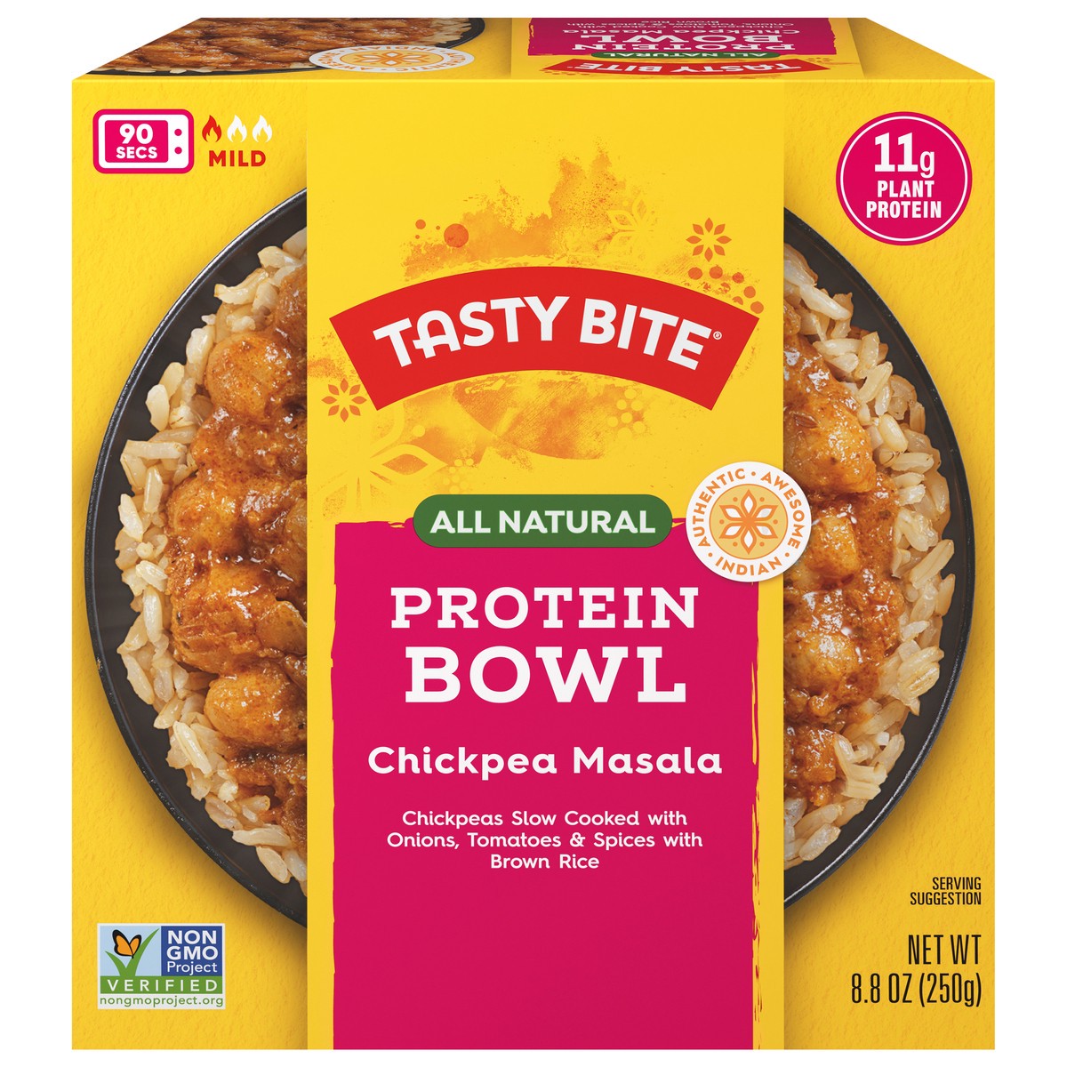 slide 1 of 12, Tasty Bite Brown Rice Indian Style Mild Chickpeas & Rice Bowl 8.8 oz, 8.8 oz