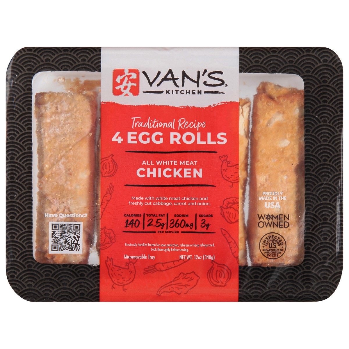 slide 1 of 9, Van Oriental Chicken Egg Rolls, 13.75 oz