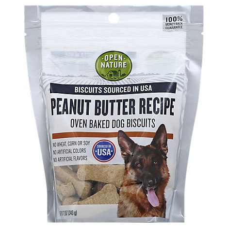 slide 1 of 1, Open Nature Dog Biscuits Peanut Butter, 12 oz