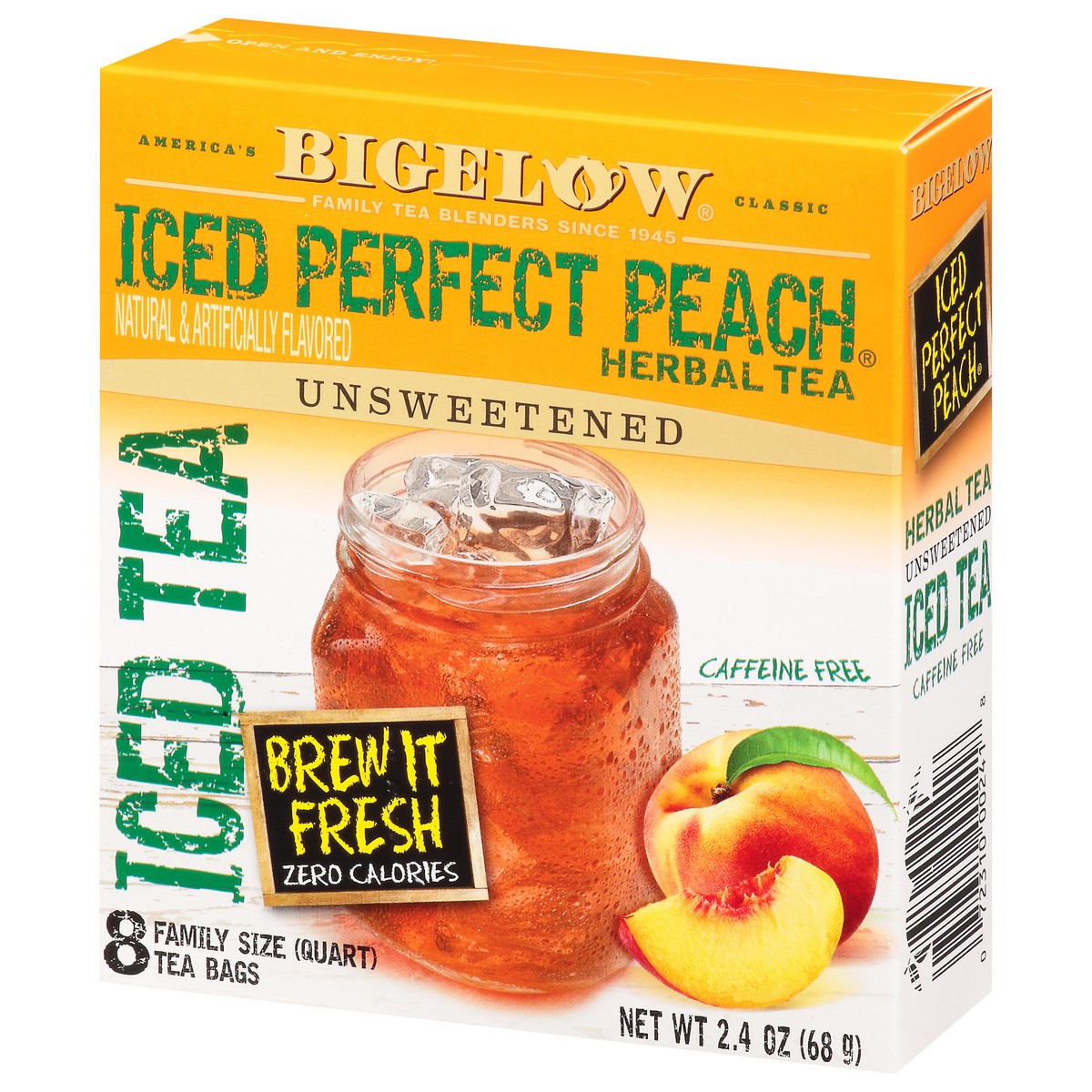 slide 5 of 9, Bigelow Iced Perfect Peach Tea Bags Family Size Caffeine Free Unsweetened Herbal Tea - 8 ct, 8 ct