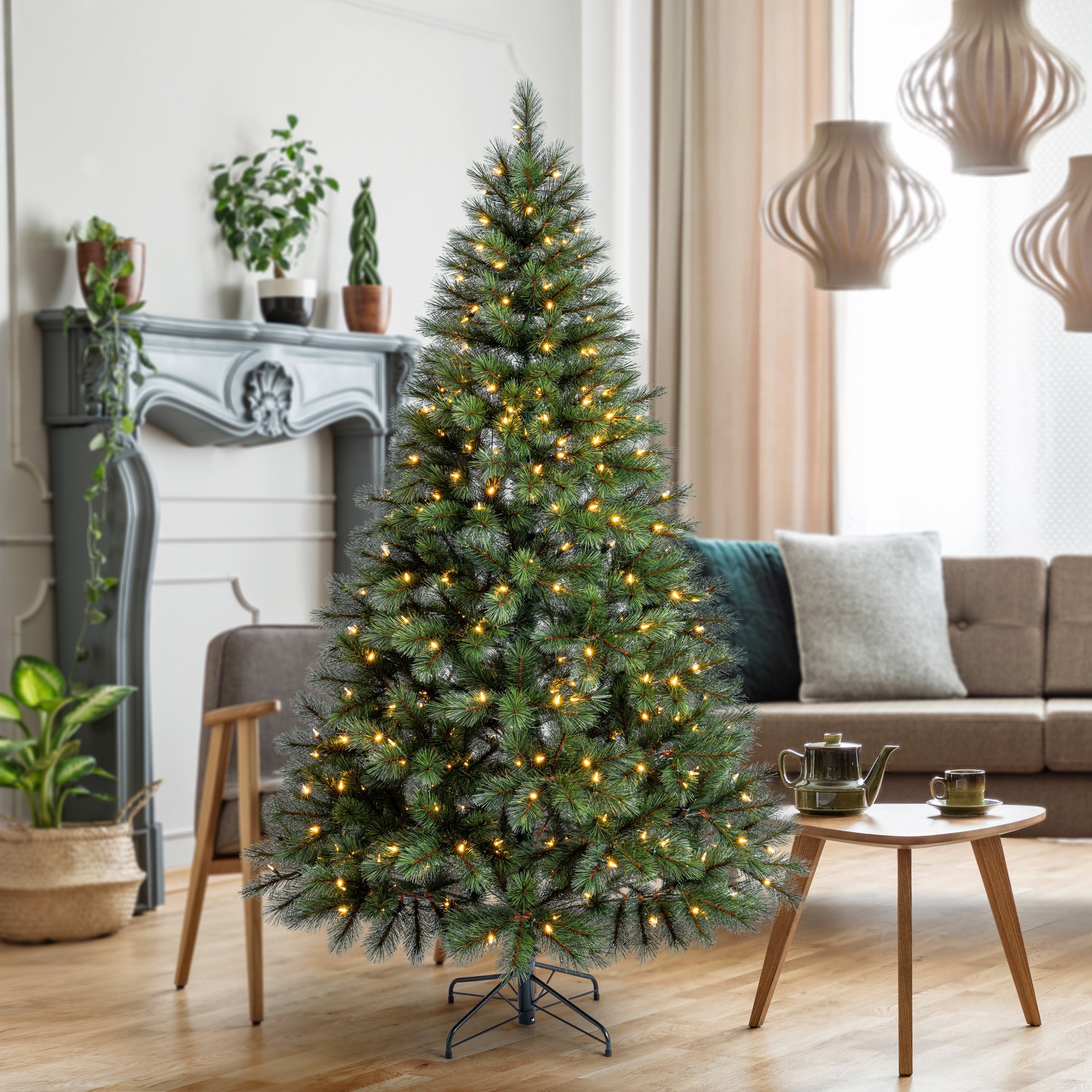 slide 9 of 9, 7.5ft. Pre-Lit Rutherford Pine Artificial Christmas Tree, Warm White Led Lights By Ashland, 7.5 ft