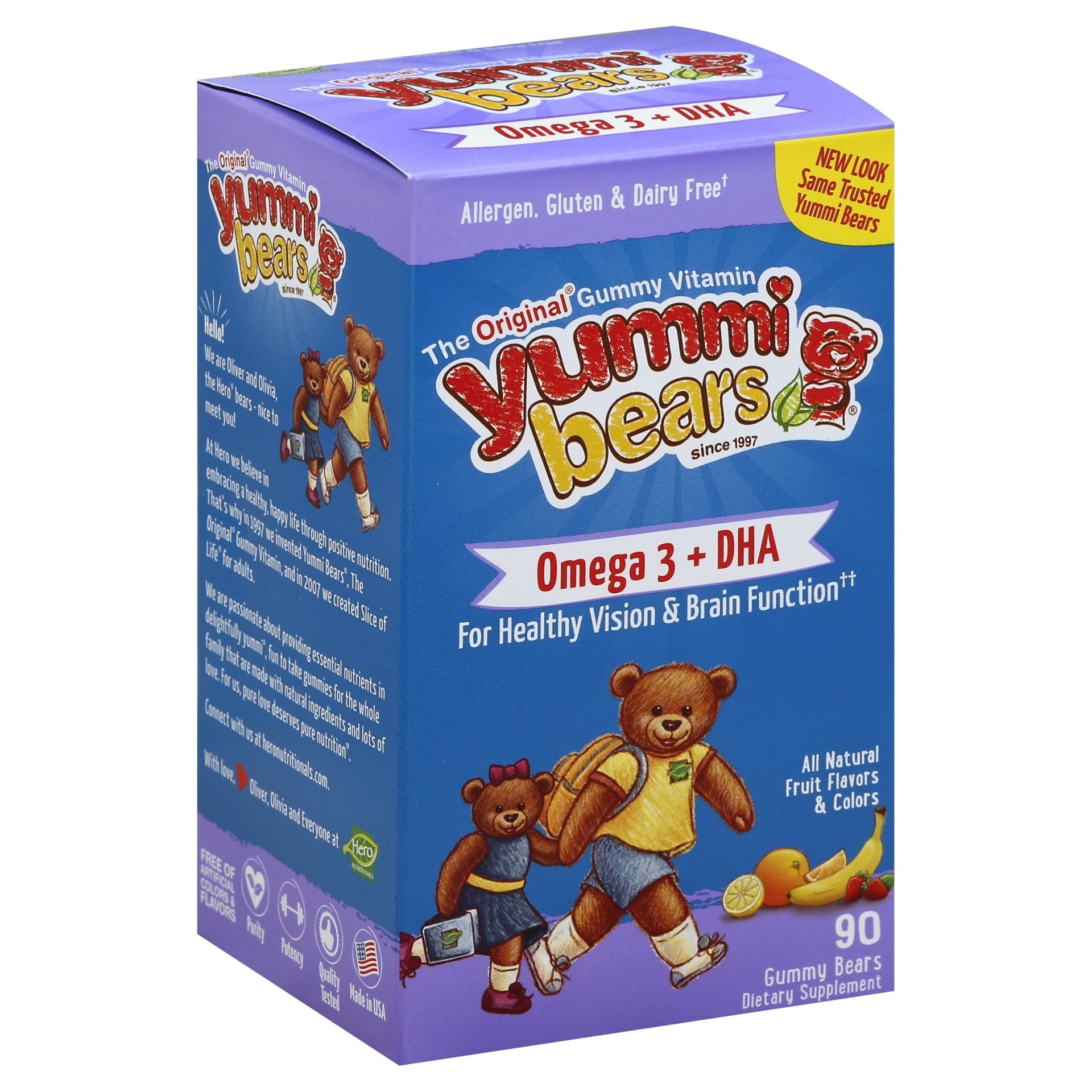 slide 1 of 1, Hero Nutritionals Yummi Bears Omega 3 + DHA Gummies, 90 ct