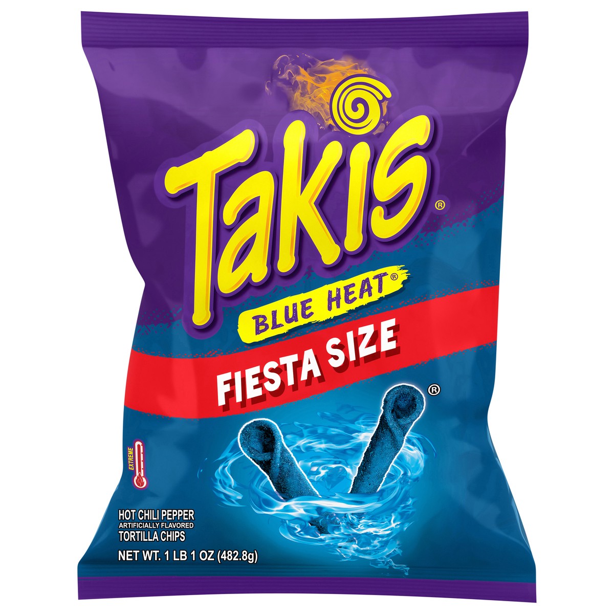slide 1 of 9, Takis Extreme Blue Heat Tortilla Chips Fiesta Size 17 oz, 17 oz
