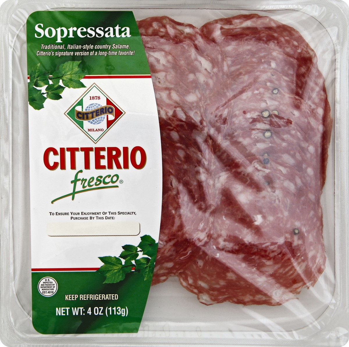 slide 1 of 5, Citterio Fresco Sopressata, 4 oz