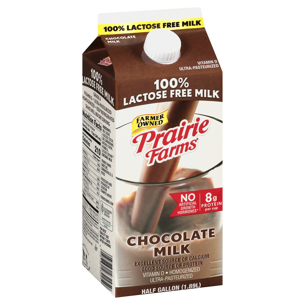 slide 8 of 9, Prairie Farms 100% Lactose Free Chocolate Chocolate Milk 0.5 gl Carton, 1/2 gal