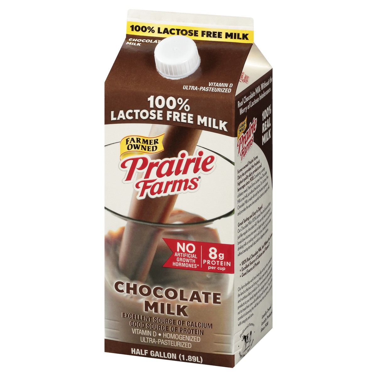 slide 4 of 9, Prairie Farms 100% Lactose Free Chocolate Chocolate Milk 0.5 gl Carton, 1/2 gal