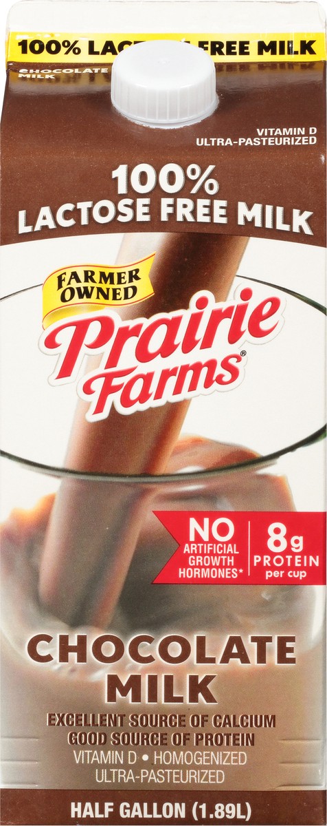 slide 2 of 9, Prairie Farms 100% Lactose Free Chocolate Chocolate Milk 0.5 gl Carton, 1/2 gal