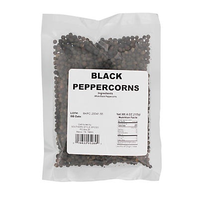 slide 1 of 1, Southern Style Spices Black Peppercorns, 4 oz