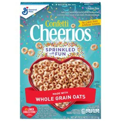 Confetti Cheerios Cereal, Limited Edition Heart Shapes, Affirmations Box, Heart Healthy, Gluten Free, 11 oz