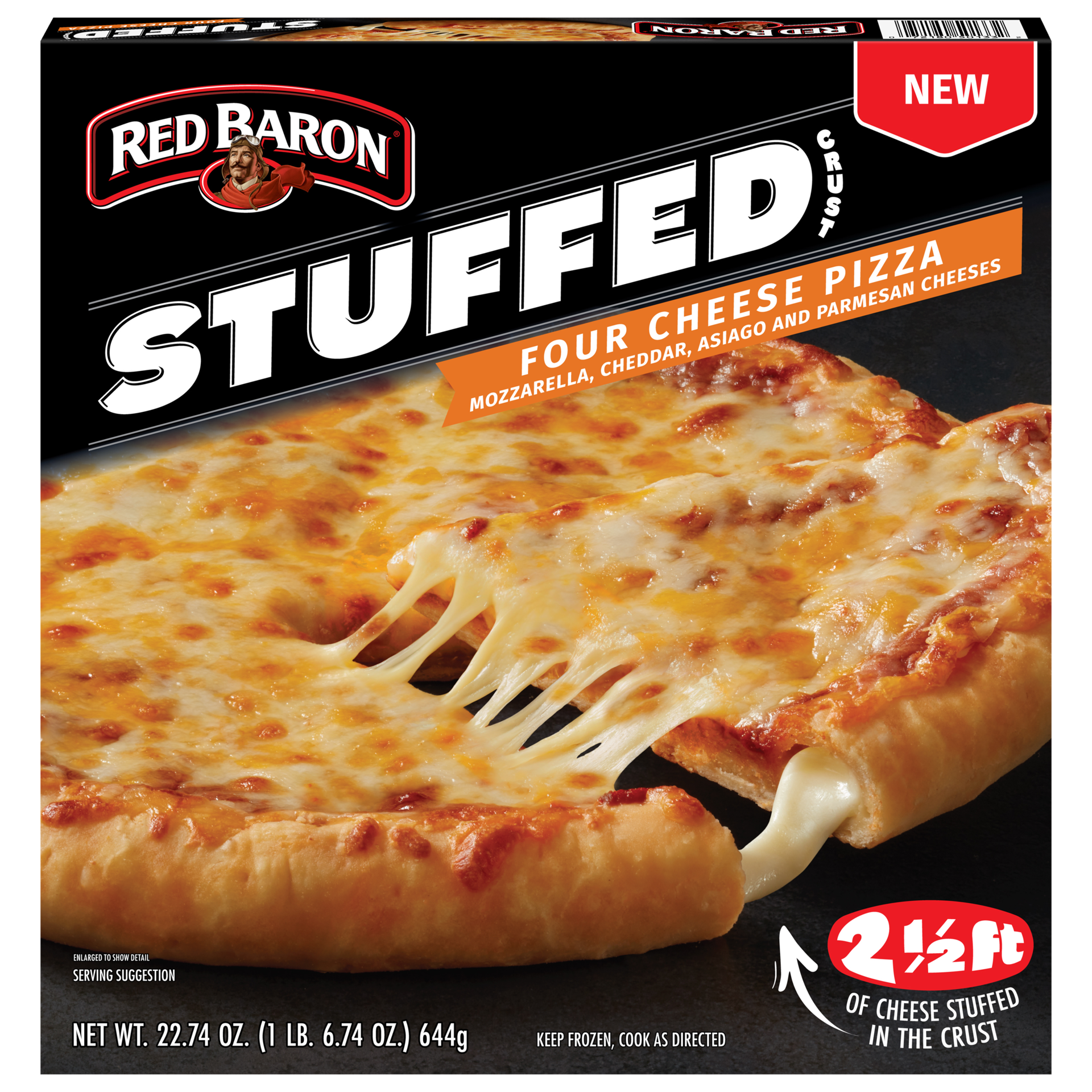 slide 1 of 1, Red Baron Stuffed Crust Four Cheese Pizza 22.74 oz, 22.74 oz